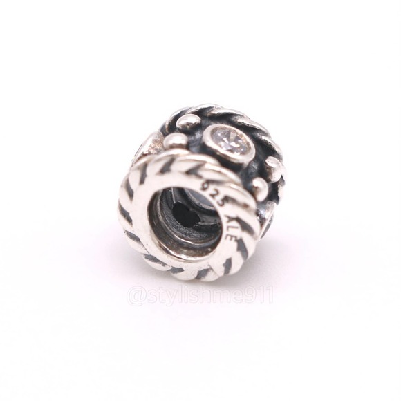 Authentic PANDORA Sterling Silver Abstract Oxidized Charm with cubic zirconia - Picture 6 of 9